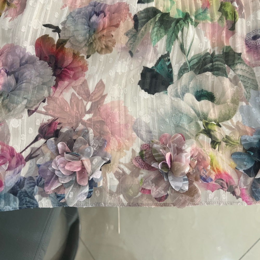Alex Marie halter Multicolor Floral Pleated Mini Dress size 6 - Picture 3 of 8